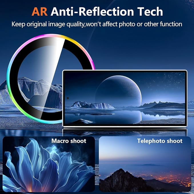 for Samsung Galaxy Z Fold 8 Ultra Camera Lens Protector, Individual Metal Ring Tempered Glass Lens Cover, [Strong Adsorption] Scratch Resistant Ultra-Thin HD Clear Lens Cover, 1 Set-Colorful Ring - Image 3
