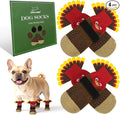 EXPAWLORER Thanksgiving Anti Slip Dog Socks to Prevent Licking Paws,Boots & Paw Protectors with Grippers,Doggie Booties for Hardwood Floors for Small Medium Large Senior Dogs Lifelike Costume Turkey M by EXPAWLORER