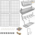 ODOXIA 4 Pack Wire Wall Grid Panel With Accessories | Includes Hanging Baskets, Letter Sorter, Shelf & Hook Rack | Grid Wall Panels | Photo Grid | Hanging Home, Office & Kitchen Décor by Odoxia