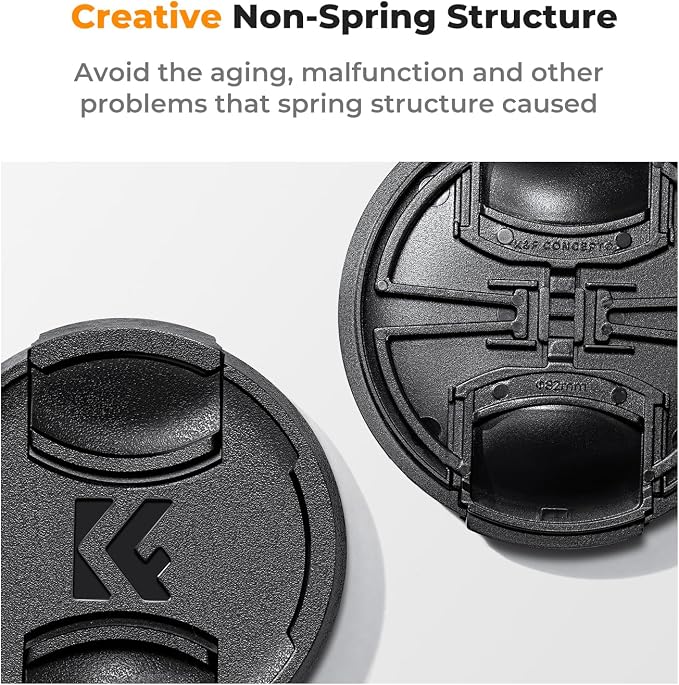 K&F CONCEPT 52mm Lens Cap, 9-in-1 Center Pinch Lens Cover + Anti-Loss | Keeper Leash + Microfiber Cleaning Cloth Kits Compatible with Nikon, Canon, Sony, Fujifilm Camera Lenses - Image 3