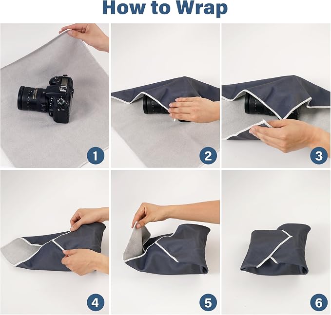 Walking Way Protective Wrap, Self-Adhesive Magic Cloth Camera Wrap, Storage Cloth, Anti-Scratch, Dustproof, Washable Lens Pouch for DSLR, Smartphones, Laptops, Cosmetic (Dark Grey, 17.71 inch) - Image 4