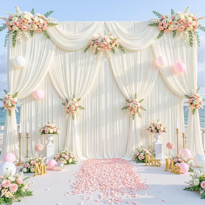 10x10 Ivory Backdrop Curtain for Wedding Parties Wrinkle Free Ivory Photo Curtains Backdrop Drapes Fabric Decoration for Baby Shower Photoshoot 5ft x 10ft,2 Panels - Image 9