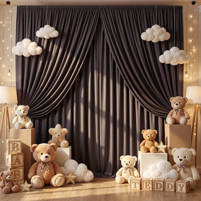 50x12 ft Brown Backdrop Curtains for Weddings, Birthdays and Photos - Image 5