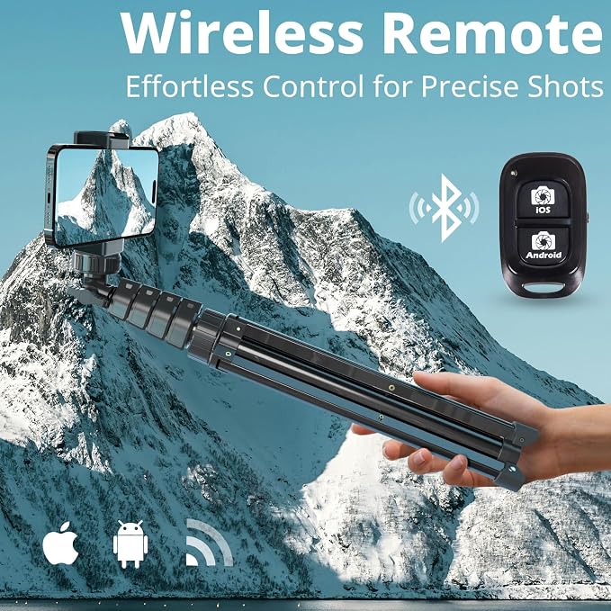 UBeesize 72" Phone Tripod & Selfie Stick, Camera Tripod Stand with Wireless Remote and Phone Holder,Compatible with iPhone Android, Perfect for Selfies/Video Recording/Live Streaming Black - Image 4