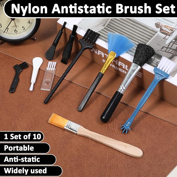 Keyboard Brush, 10 Pcs Mini Anti Static Brush Keyboard Cleaning Brushes Kit Nylon Dust Cleaning Brushes for Electronic Devices Computer Motherboard Fans Camera Small Space - Image 3