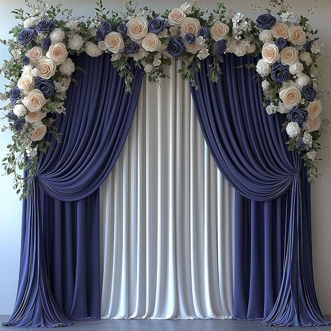 ESGOTBME 30x10ft Wrinkle Free Navy Blue Backdrop Curtain for Parties Soft Fabric Drapes Wedding Curtain Backdrop for Birthday Party Decorations Background for Photography 5x10ft, 6 Panels - Image 2