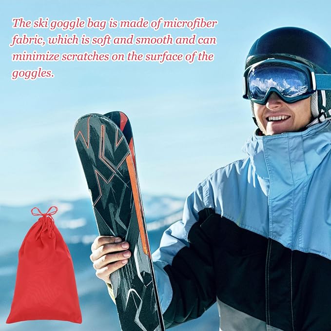 Ski Goggle Bag, Microfiber Bag with Cleaning Cloth Drawstring Pouch Soft Storage Sleeve Case Protection 1 Pcs & White-Fitting for (Snow Swimming Goggle/Sunglasses/Camera) - Image 6