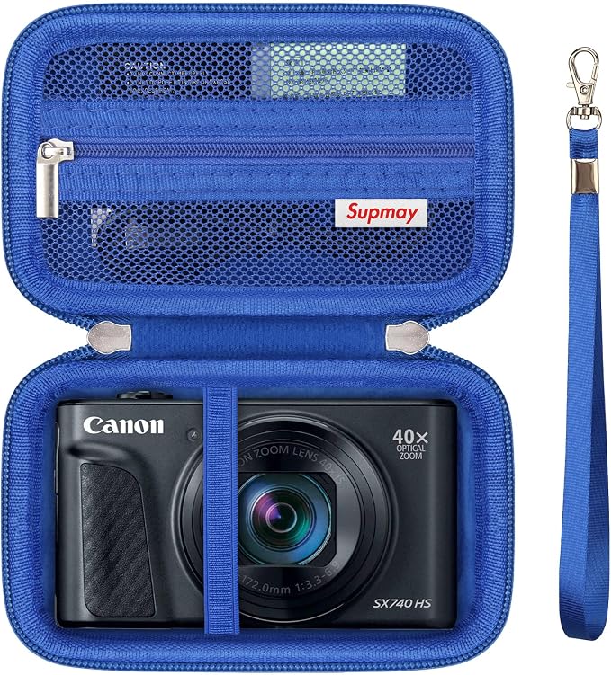 Carrying Case for Canon PowerShot SX740 HS, SX730 HS Camera, Blue | SX720 HS, SX620 HS, G7 X Mark III, G7 X Mark II Digital Camera, Storage Holder Travel Bag with Mesh Pocket for Battery Pack by Supmay