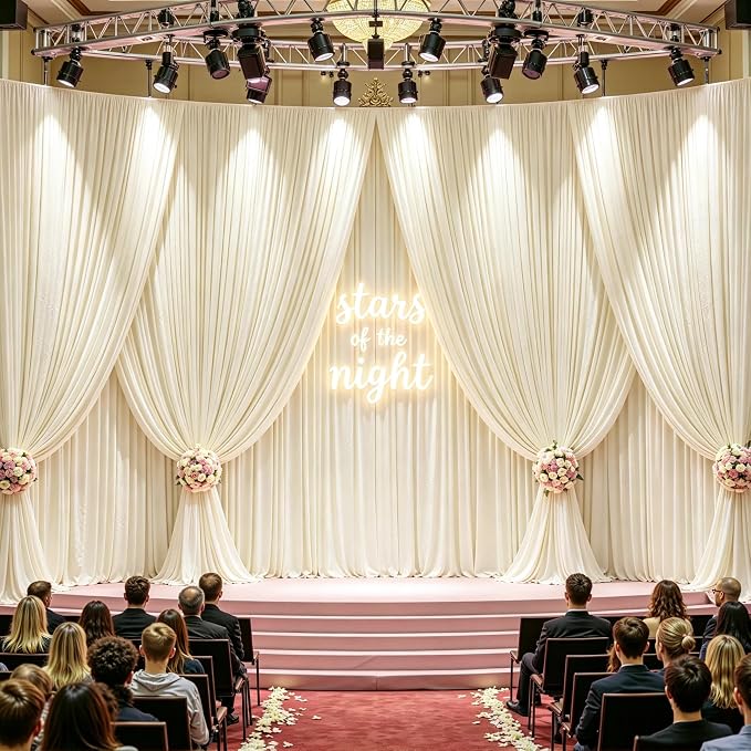 8ftx10ft Wrinkle Free Beige Backdrop Curtain - 10 Feet Photography Backdrop Drapes, Silky Polyester Back Drop Cloth for Wedding Baby Shower Balloon Arch Background - Image 6