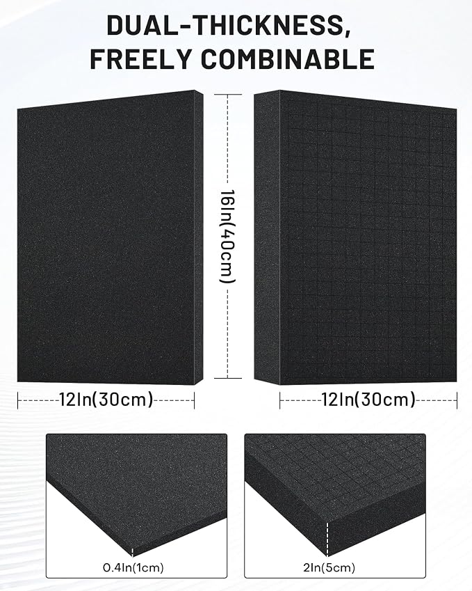 4Pcs Pick and Pluck Foam Sheets for Cases (2Pcs 16x12x2" + 2Pcs 16x12x0.4"), Tool Box foam for Toolbox, Gun Case, Camera Case, Pre-Cut Cubes for Customizable Protective Foam Insert Kit - Image 2