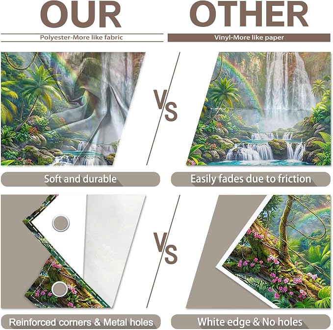 Fabric 8x6ft Rainforest Backdrop Tropical Jungle Waterfall Banner | Summer Event Natural Scenery Photography Background, Kids Adult School Party Decorations, Classroom Photo Props, Polyester - Image 5