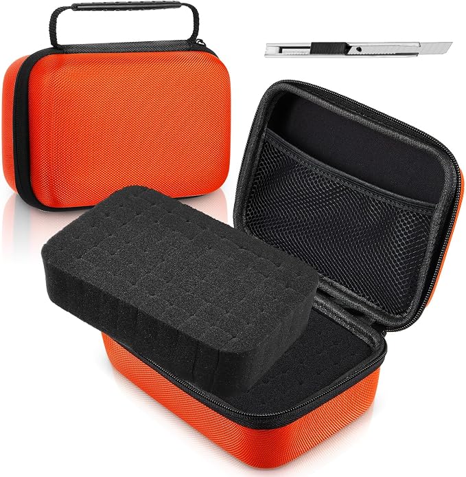 Relaxweex Hard Case with Foam, 7.8 X 6.3 X 3.5 Inch, Orange | EVA Waterproof Shockproof Case, Customizable Foam for Camera Electronics Instruments, Digital Products, with Knife by Relaxweex