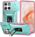 for Moto G Stylus 2025 Case,with Sliding Camera Lens Cover,HD Screen Protector,360° Rotating Kickstand,AYMECL Military-Grade Shockproof Protective Cover for Motorola G Stylus 5G 2025,Mint+Pink by AYMECL