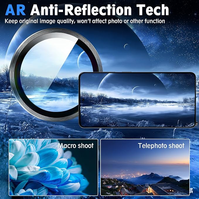 SiHPuoy 2Set Camera Lens Protector for Samsung Galaxy S26/S26 Plus, Black | 9H+ Tempered Glass, Military Grade Shatterproof,Anti-Scratch, Case Friendly,HD Metal Camera Cover,Does not Affect Night Shots - Image 7
