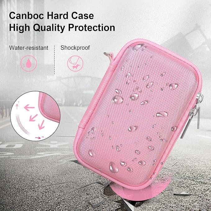 Canboc Camera Case for Canon PowerShot G7 X Mark III/ G7X Mark II, Pink | For SX740/ SX730/ G7X3 Carrying Point and Shoot Camera Bag, Zipper Mesh Pocket fits USB Cable, Batteries - Image 4