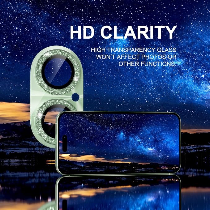 Choiche for iPhone 17 Camera Lens Protector, Light-Sage | Bling Metal Camera Cover with 9H Tempered Glass Lens Screen Protector Accessories, Strong Adsorption, Case-Friendly - Image 5