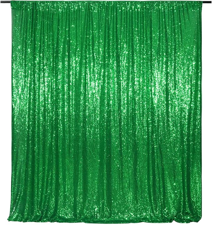 Poise3EHome Green Sequin Backdrop Curtain, 10Ft x 10Ft Green Glitter Backdrop Curtains, Sequence Xmas Thanksgiving Backdrop Drapes for Wedding Party Festival Decor by Poise3EHome