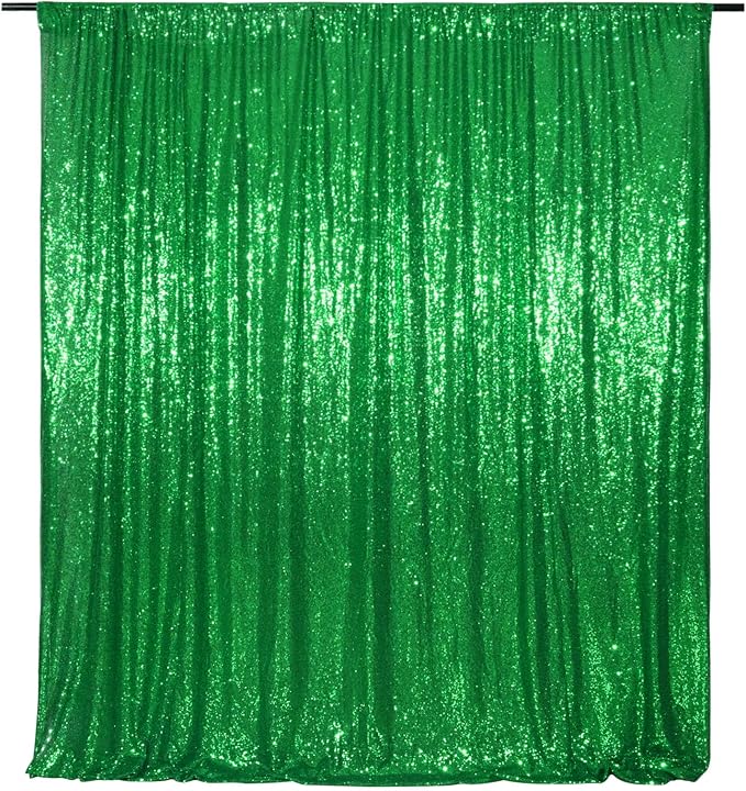 Poise3EHome 8FT x 10FT Green Sequin Photography Backdrop Curtain for Party Decoration, Green by Poise3EHome