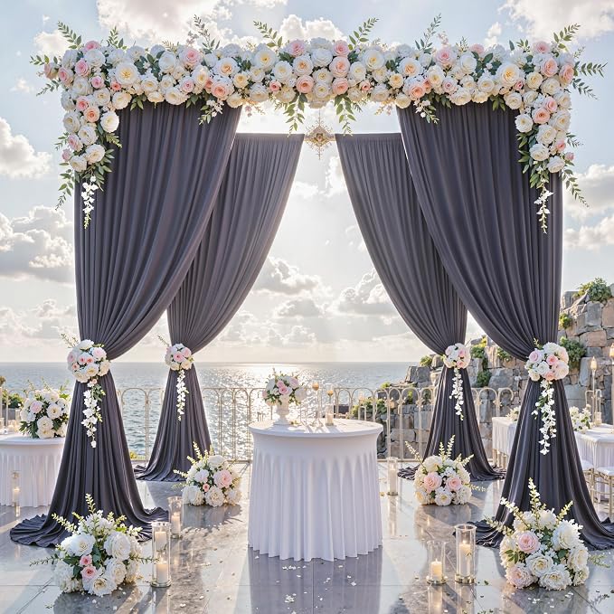 10 ft x 10 ft Wrinkle Free Charcoal Backdrop Curtain for Parties, Dark Grey Polyester Photo Backdrop Drapes for Baby Shower Wedding Engagement Birthday Party Backdrop Stand,5ft x 10ft 2 Panels - Image 2