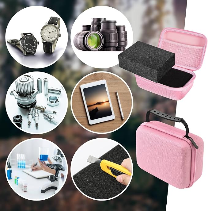 Relaxweex Hard Case with Foam, 7.1 X 4.7 X 3.1 Inch, Pink | EVA Waterproof Shockproof Case, Customizable Foam for Camera Electronics Instruments, Digital Products, with Knife - Image 7