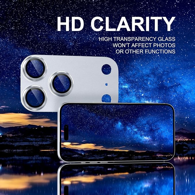 Choiche for iPhone 17 Pro Camera Lens Protector, Silver | Metal Camera Cover with 9H Tempered Glass Lens Screen Protector Accessories, Strong Adsorption, Case-Friendly, 6.3-inch - Image 6