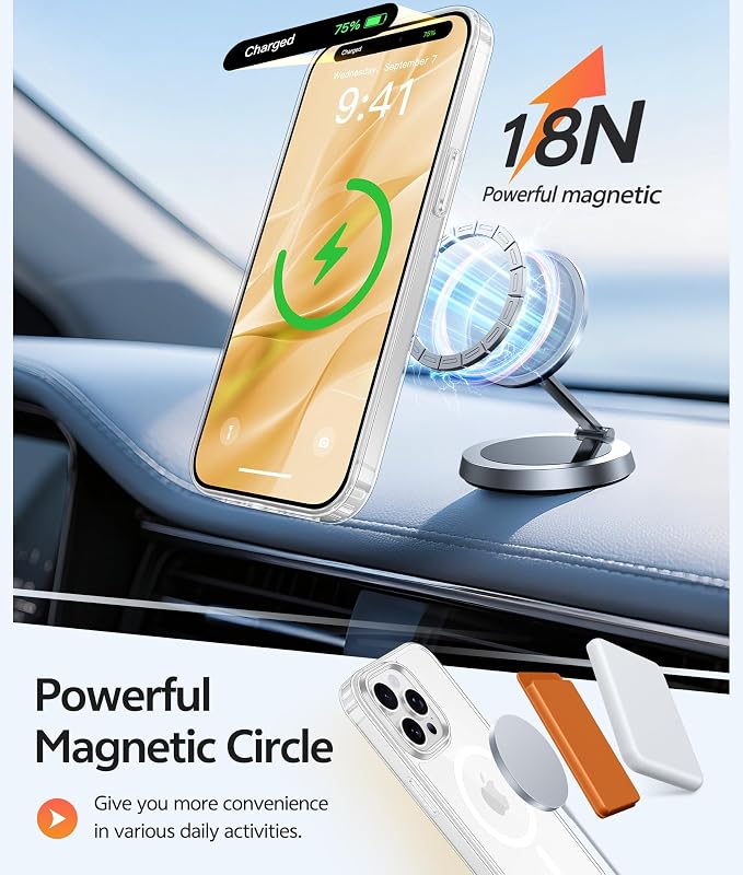 FNTCASE for iPhone 15 Pro Case Clear, Fit for Magsafe, Screen Protector | Anti Yellowing Magnetic Back, 14FT Military Grade Drop Protection, Shockproof Protective Phone Cover, Transparent - Image 3