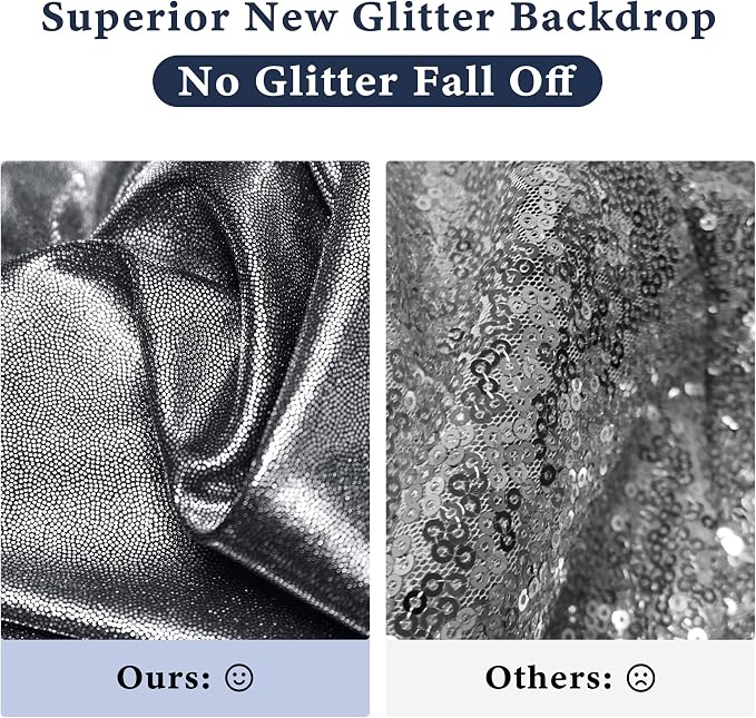 Outpain Thick 20 ft x 10 ft Black Silver Sequin Backdrop Curtain for Parties, Wrinkle Free Glitter Photo Backdrop Drapes 4 Panels 5x10ft Black Silver Back Drop Cloth for Wedding Photography Background - Image 3