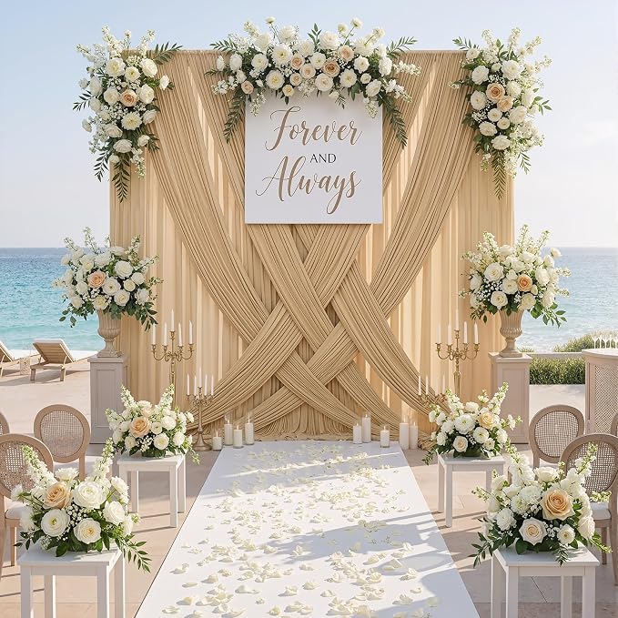 20ftx10ft Champagne Backdrop Curtains for Parties, Wrinkle Free Photo Curtains Backdrop Drapes 4 Panels Back Drop Cloth Drapery for Wedding Birthday Photography Background - Image 6
