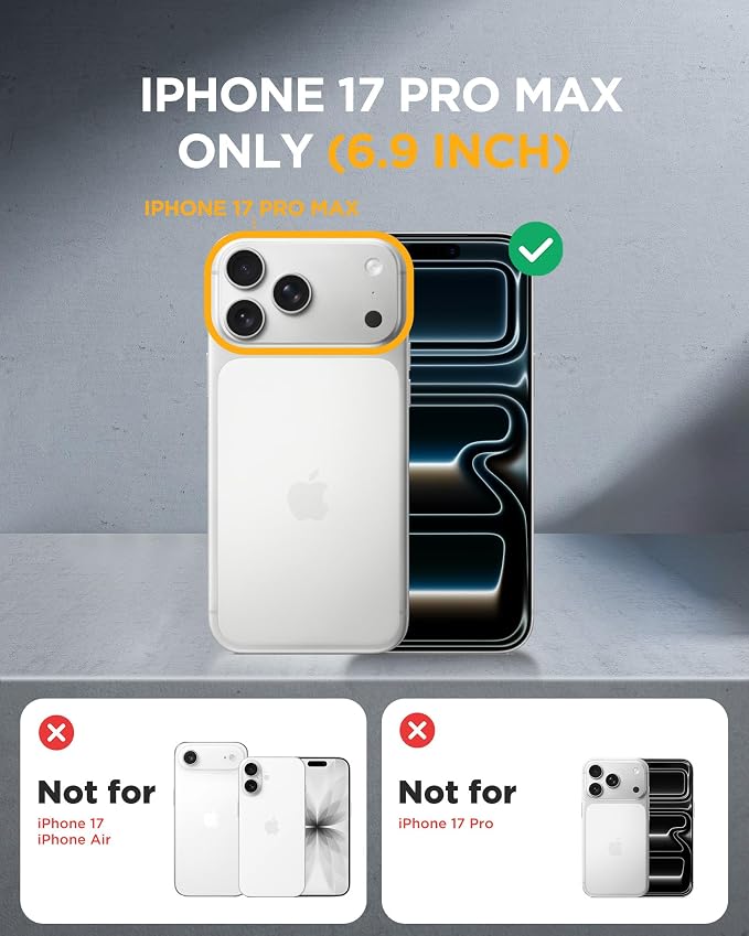 Miracase for iPhone 17 Pro Max Case with Privacy Screen Protector, Orange | Compatible with MagSafe, 360° Full Body Protection, Full Camera Protection, Military-Grade Shockproof Phone Case 6.9" - Image 7