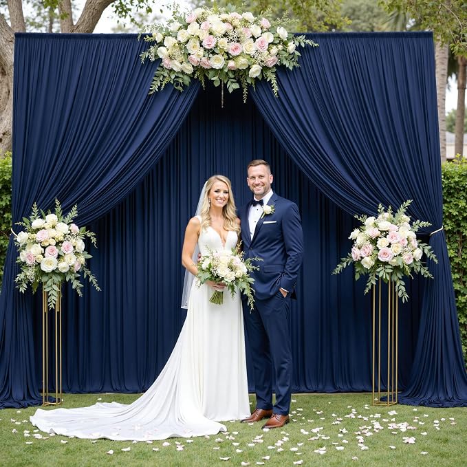 50x12 ft Navy Blue Backdrop Curtains for Weddings, Birthdays and Photos | 10 Panels 5x12 ft, Wrinkle-Free Polyester Drapes, Washable, Ironable, 4 in Rod Pocket for Baby Showers Photography Background - Image 7