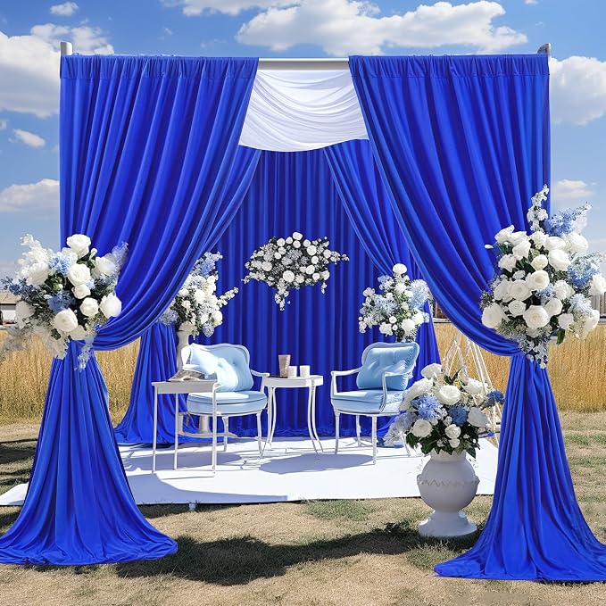 Royal Blue Backdrop Curtain 2 Panels-Wrinkle-Free Royal Blue Curtains Polyester Photography Drapes for Baby Shower Birthday Party Photo Background Backdrop Stand- 8 X10FT - Image 3