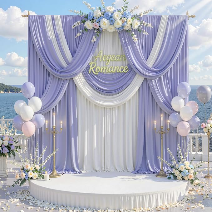 40 ft x 10 ft Wrinkle Free Lavender Backdrop Curtain for Parties, Polyester Light Purple Photo Backdrop Drapes 8 Panels 5x10ft for Baby Shower Photoshoot Wedding Birthday Party Photography Curtains - Image 8