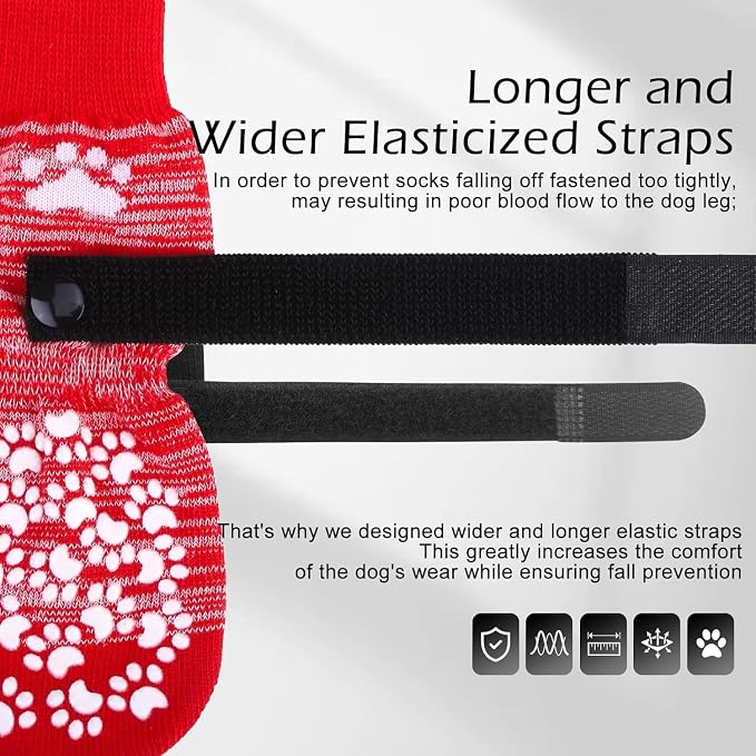 EXPAWLORER Anti Slip Dog Socks to Prevent Licking Paws, Dog Shoes for Hot Pavement, Dog Booties for Small Medium Large Senior Dogs, Traction Control Boots & Paw Protectors for Hardwood Floors - Image 3