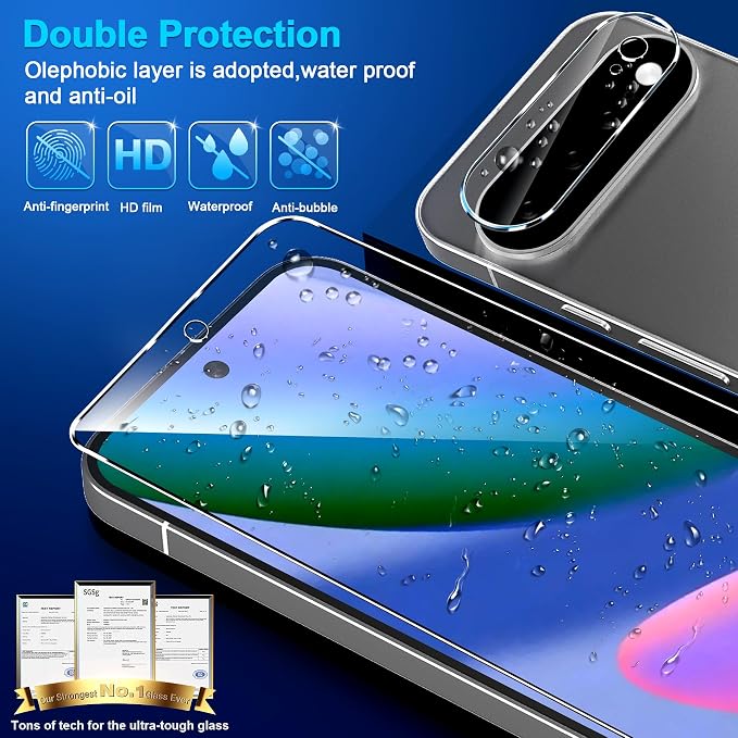 3 Pack for Google Pixel 11 XL Screen Protector Tempered Glass + 3 Pack Camera Lens Protector, Military Grade Shatterproof, 9H Hardness, Fingerprint Unlock,Case Friendly 6.8 Inch - Image 6