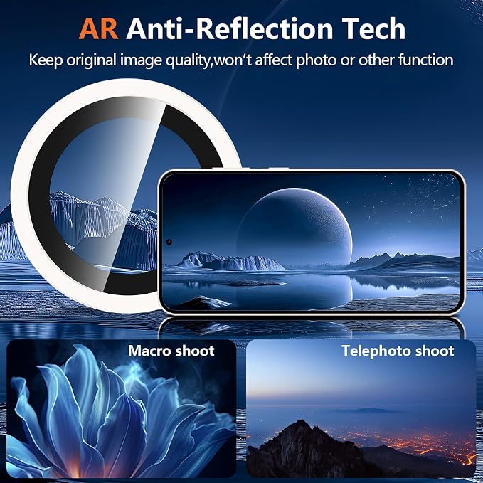 for Samsung Galaxy S25 Camera Lens Protector, Individual Metal Ring Tempered Glass Lens Cover, [Strong Adsorption] Scratch Resistant Ultra-Thin HD Clear Lens Cover, 1 Set-White Shine - Image 5