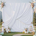 20x12 ft White Backdrop Curtains for Weddings Parties, Birthdays and Photos | 4 Panels 5x12 ft, Wrinkle-Free Polyester Drapes, Washable, Ironable, 4 in Rod Pocket for Baby Showers Photography Background by PartyVillage