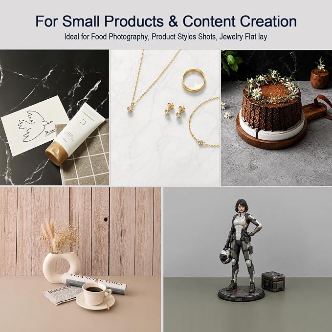 Yoocheese Photo Backdrop for Product Photography, 16.5×11.7in Compact Kit | Tabletop photography for food, jewelry, beauty and small products. For UGC creators, online sellers and small businesses. - Image 4