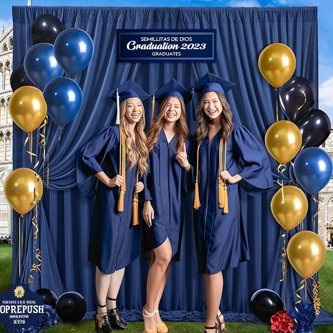 Navy Blue Backdrop Curtains - Wrinkle-Free Polyester Photography Drapes for Wedding, Baby Shower, Birthday, Graduation Party Decorations - 16 X 10FT - Image 5