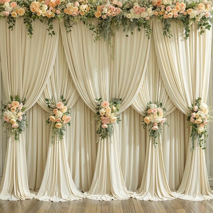 10x12 Backdrop Curtains for Wedding Party Wrinkle Free Beige Backdrops Curtain Drapes Fabric Decorations Photo Back Drop Cloth for Baby Shower Photography Stage Reception 5ft x 12ft,2 Panels - Image 9