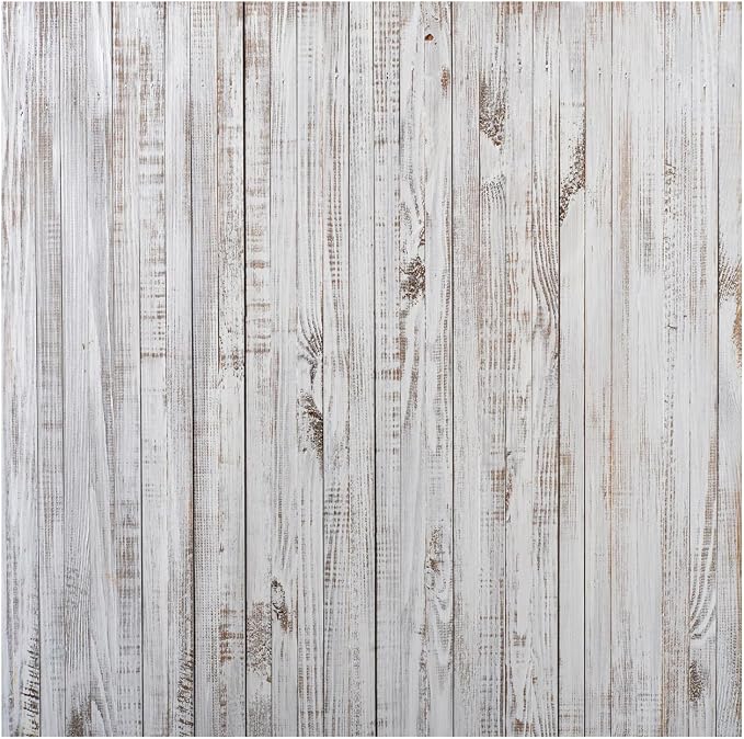 10x10FT Vintage Wood Backdrop Retro Rustic White Gray Wooden Floor Backdrops for Photography Kids Adult Photo Booth Video Shoot Vinyl Studio Prop 11890 by WOLADAPhotographyBackdrop