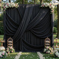 60x12 ft Black Backdrop Curtains for Weddings Parties, Birthdays and Photos by PartyVillage