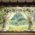 5X3ft Sage Green Floral Wall Backdrop Green Wedding Flower Arch Photography Background Spring Tea Party Backdrop Floral Girls Birthday Weeding Valentine's Day Mother's Day Event Banner Photo Props by JAWO