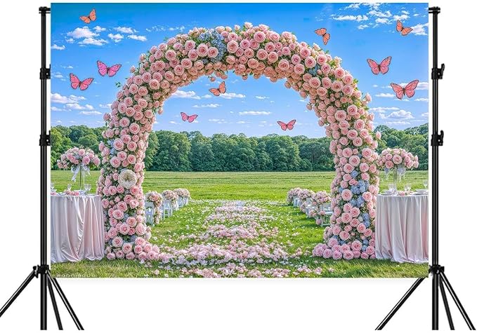 7X7ft Pink Lavender Wedding Backdrop Bridal Shower Rose Flower Photography Background Romantic Floral Garland for Girl Woman Wedding Bridal Party Backdrops Wall Photo Studio Shoot - Image 5
