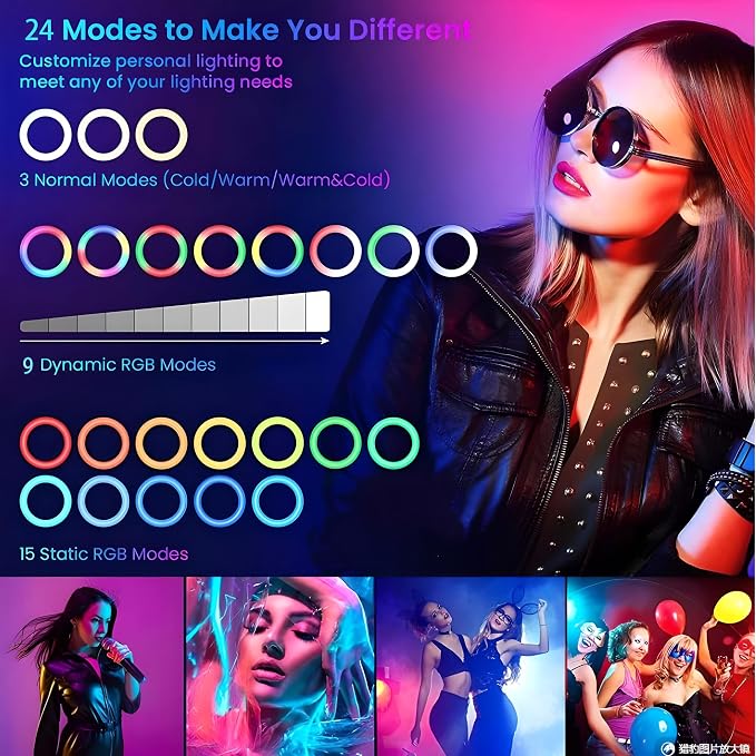 12" Selfie Ring Light with 4" Desktop Tripod Stand & 1 Phone Holder, LED Ringlight with Dimmable Modes(RGB) for Makeup/Photography/Videos/Vlog/TikTok(STDLR12-V2) - Image 6