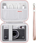 Carrying Case Compatible with Fujifilm Instax Mini EVO Instant Camera, INSTAX MINI EVO Camera Storage Holder Travel Bag with Mesh Pocket for Photos, USB Cables, Film, Rose Gold by Supmay