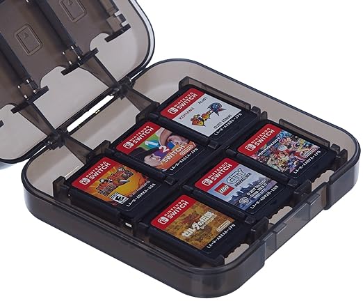 Amazon Basics Portable Game Storage Case for 24 Nintendo Switch Games, Compact Game Card Holder with Organized Slots, 3.4 x 3.4 x 1 Inches, Black by AmazonBasics