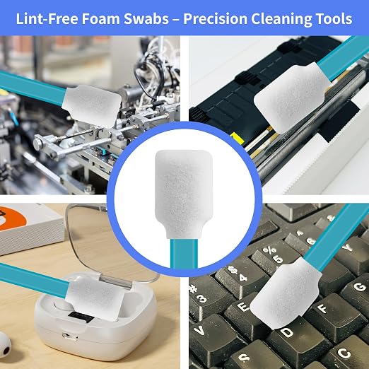 100 Pcs Professional Square Foam Cleaning Swabs – Dust-Free, Lint-Free Foam Swab Sticks for Printer Head Cleaning, Electronics, Car Detailing, Optical Equipment, and Precision Instruments - Image 3