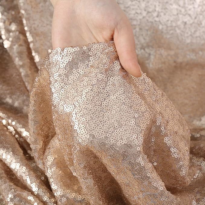 Poise3EHome Champagne Sequin Backdrop, 10Ft x 10Ft Glitter Photography Background Curtains, Sequence Drapes for Party Baby Shower Wedding Birthday Christmas Thanksgiving Halloween Decoration - Image 3