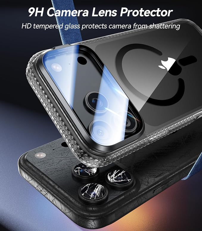 VOFATA [Upgraded Full Camera Protection] for iPhone 17 Pro Max Case with Camera Cover Stand [Fit for MagSafe][10FT Mil-Grade Protection] Transparent Magnetic iPhone 17 Pro Max Phone Case, Clear Black - Image 3