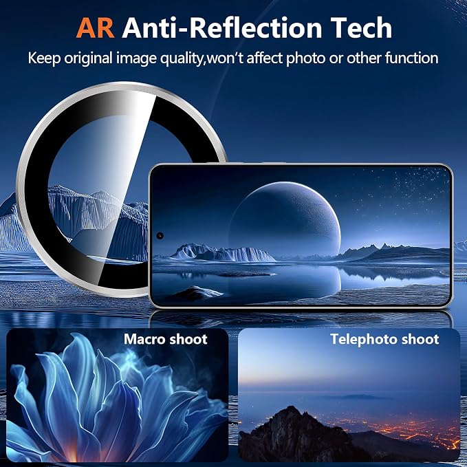 for Samsung Galaxy S26 Ultra Camera Lens Protector, Individual Metal Ring Tempered Glass Lens Cover, [Strong Adsorption] Scratch Resistant Ultra-Thin HD Clear Lens Cover, Titanium Gray Ring - Image 3